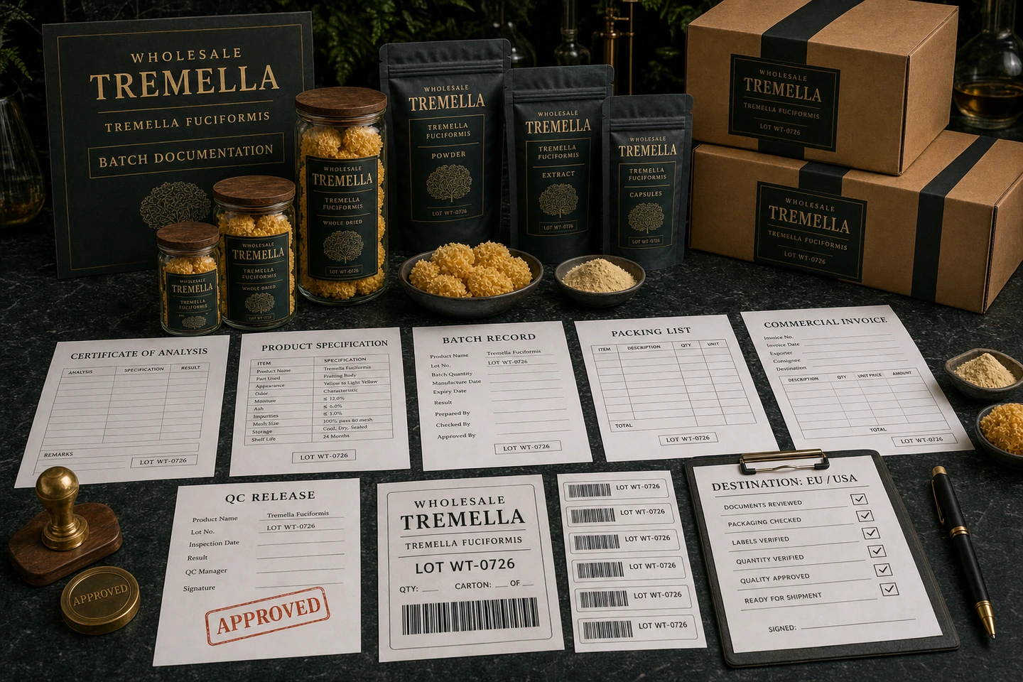 Batch Documentation for a Tremella Wholesale Order - professional Tremella wholesale visual
