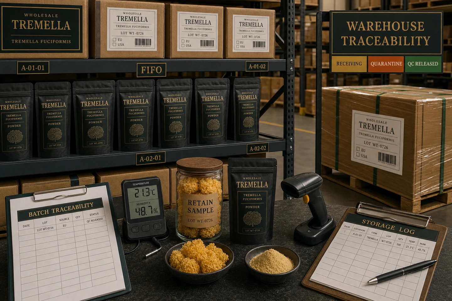 Warehouse Storage and Traceability for Tremella Products - professional Tremella wholesale visual